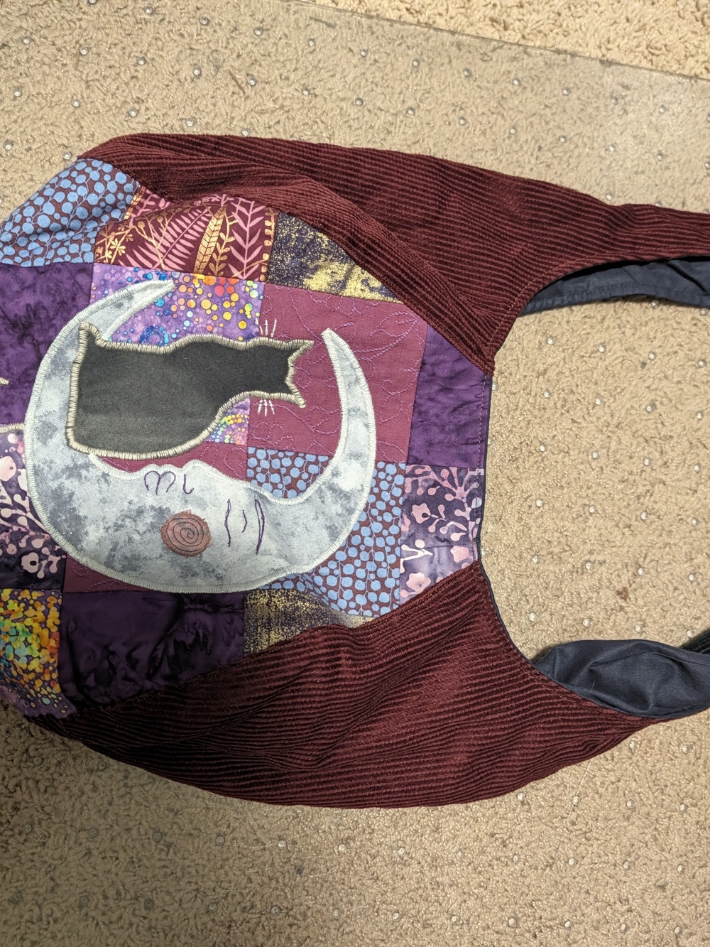 Sun Patchwork Shoulder Bag in Green and Black ON HOLD - Picture 2 of 2